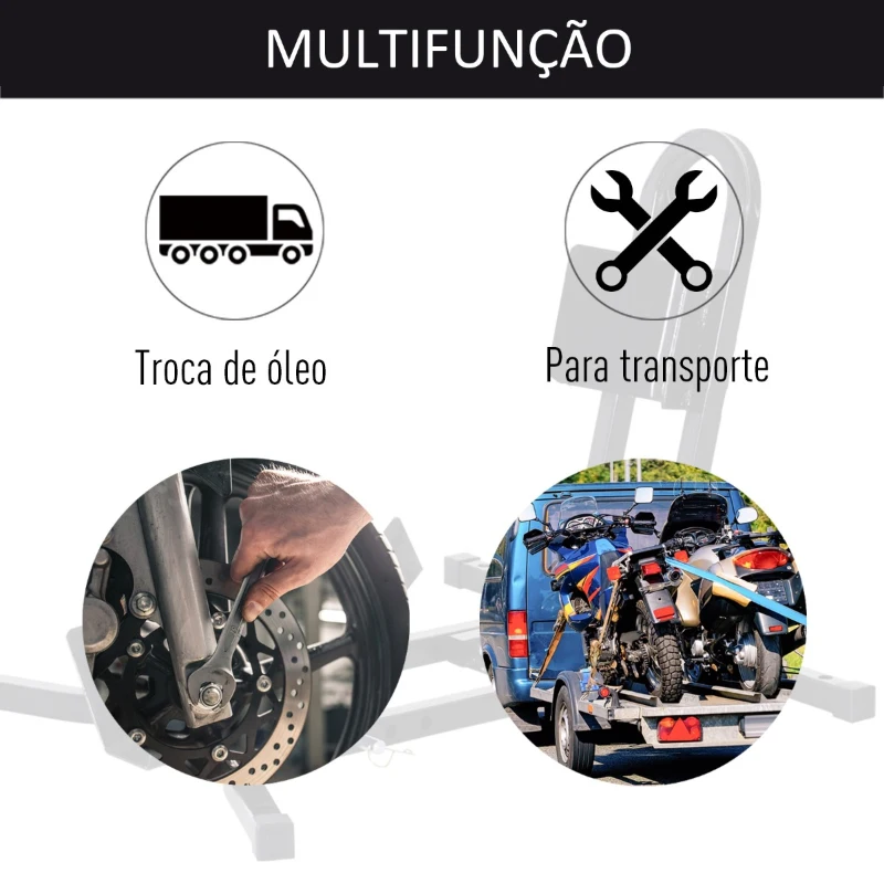 HOMCOM Suporte ajustável da roda da motocicleta do metal do estacionamento da motocicleta para as rodas ∅43/48/53 cm