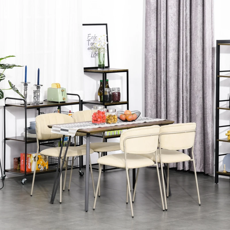 HOMCOM Conjunto de 4 Cadeiras de Sala de Jantar Empilháveis com Pés de Metal Estilo Moderno Nórdico para Cozinha Bar Restaurante Carga Máx. 100kg 49,5x55x81cm Bege