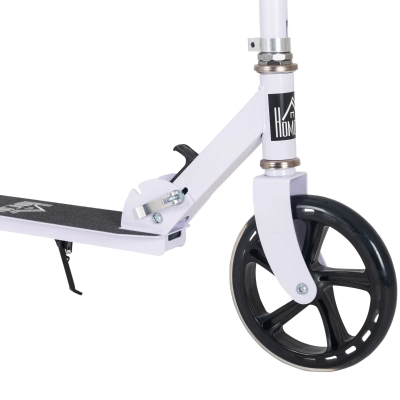 HOMCOM Trotinete Dobrável para Crianças de 7 a 14 Anos Trotinete Infantil com Guiador Ajustável em 4 Níveis e Travão 88x37x75-100cm Branco