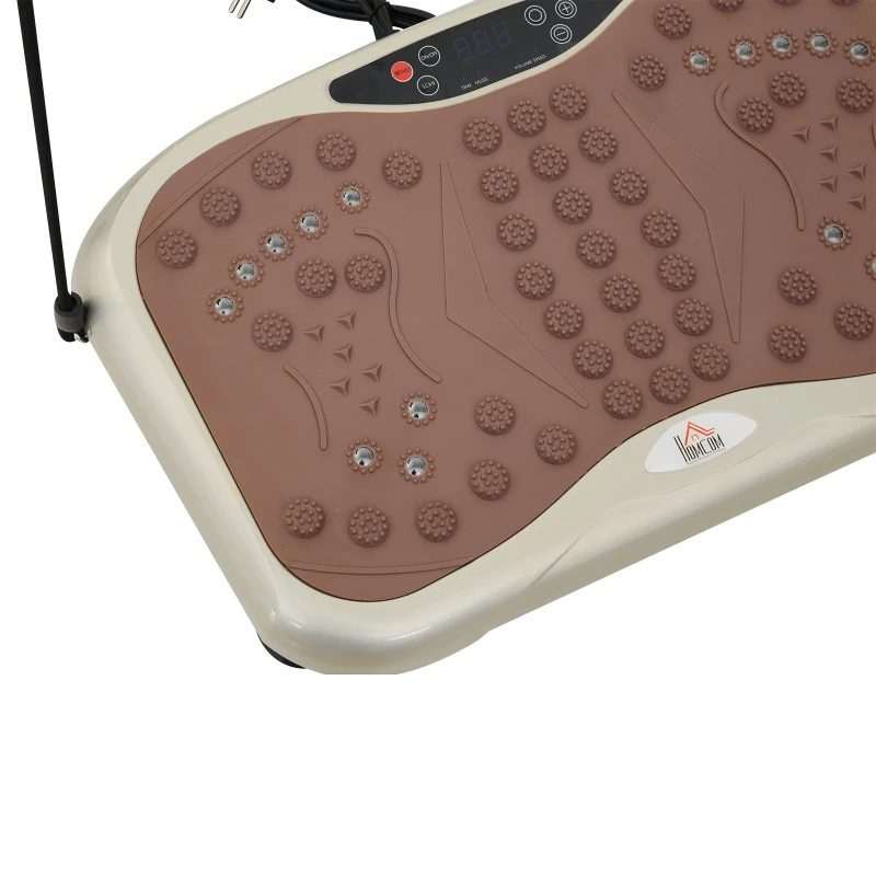 HOMCOM Plataforma de Vibração com 2 Bandas Elásticas para Treinamento de Fitness 200 W com Controle Remoto e Carga 120 kg