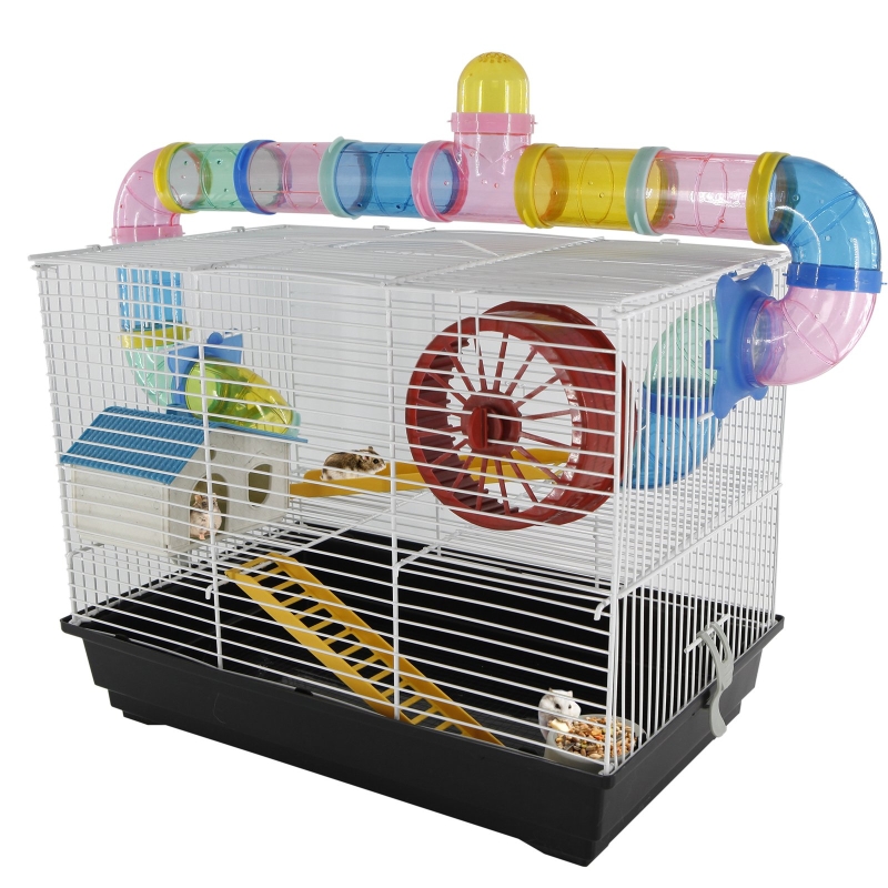 PawHut Gaiola para Hamster 62x29x52cm Casa para Roedores Animal Pequeno Acessórios Incluídos