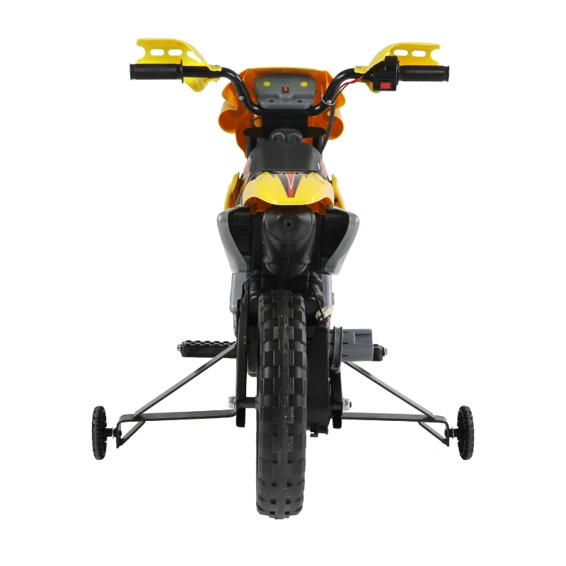 HOMCOM Mota Elétrica Infantil para crianças acima de 3 anos com Bateria recarregável 6V e Rodinhas de Apoio 102x53x66 cm Amarelo