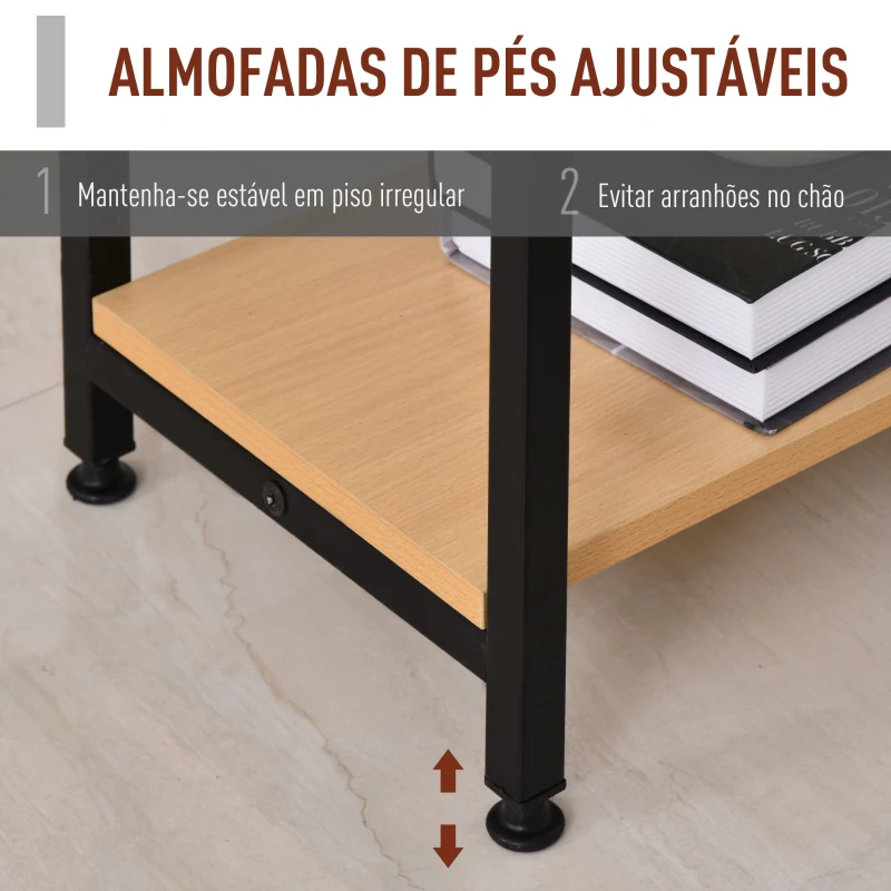 HOMCOM Mesa para Computador com 2 Prateleiras Pés Ajustáveis 106x50x76 cm Cor Madeira