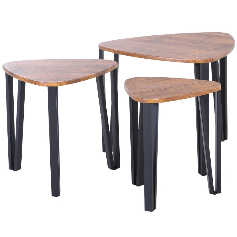 HOMCOM Conjunto de 3 Mesas de Café Nido Mesa de Café Moderna Mesa Auxiliar Mesas de Café para sala de estar 56x54.2x45.4 cm