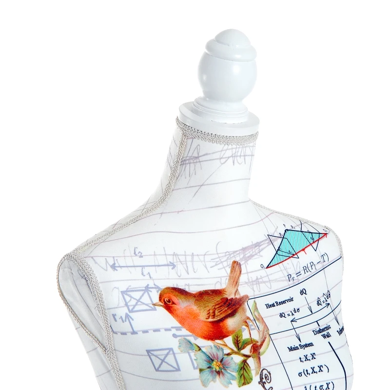 HOMCOM Manequim Feminino de Costura Busto de Senhora Altura Ajustável a 130-168cm Branco e multicolorido
