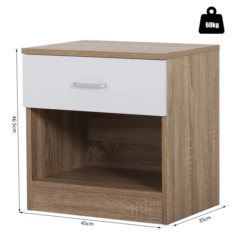 HOMCOM Mesa de cabeceira de madeira   Tabela de cabeceira da mobília do quarto com a 1 prateleira aberta da gaveta 1 28x31x45cm