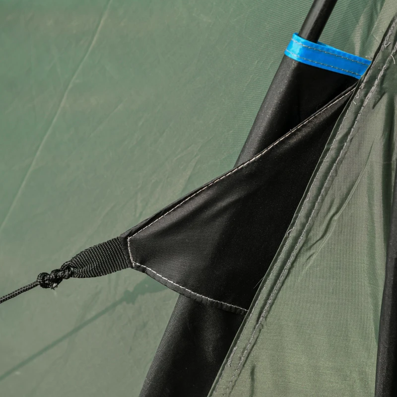 Outsunny Tenda Impermeável para 5 Pessoas 2000mm com 4 Janelas vestíbulo e 2 Salas para Acampamento 580x260x200 cm Verde