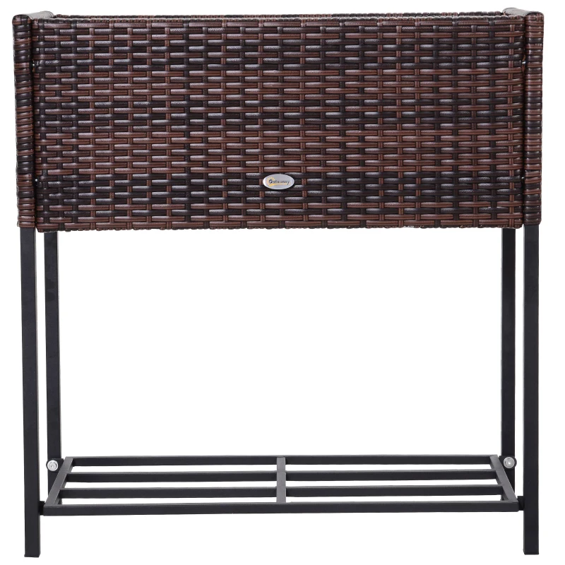 Outsunny Suporte para Vasos de Plantas Exterior para Horta Vertical Mesa de Cultivo Retangular sem Fundo com Prateleira e Pés Elevados para Terraço Pátio 70x30x70cm Marrom
