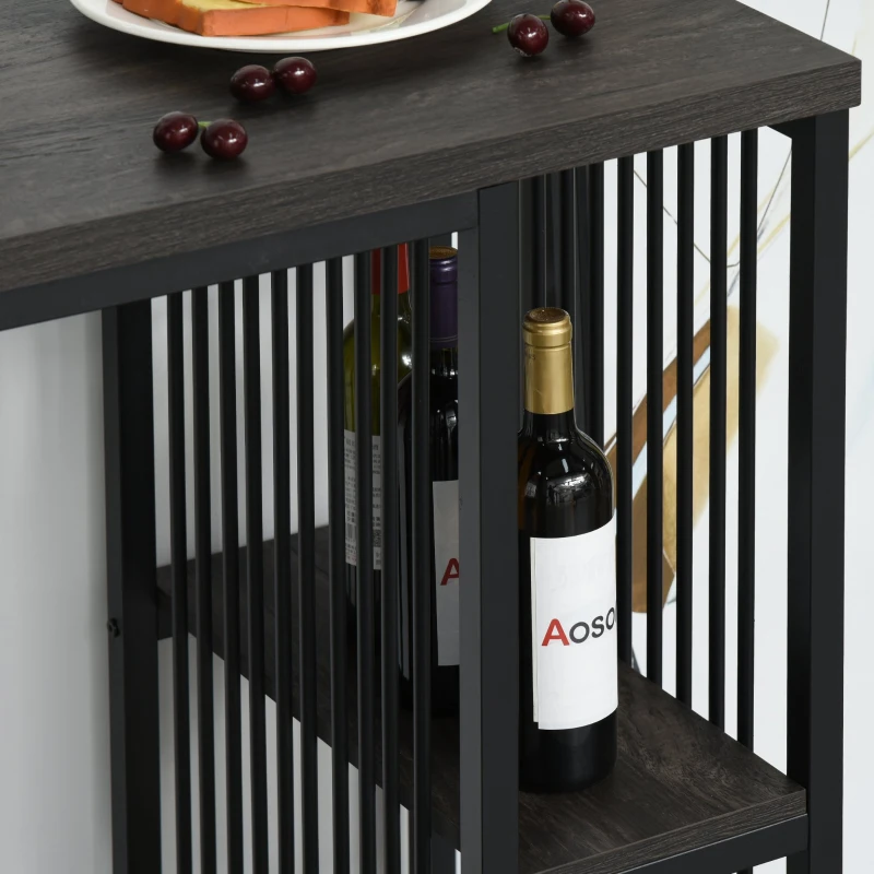 HOMCOM Mesa de Bar Bistrô mesa de sala de jantar Industrial com 2 Prateleiras de Metal e Madeira Carga 100 kg 120x50x100 cm Noz