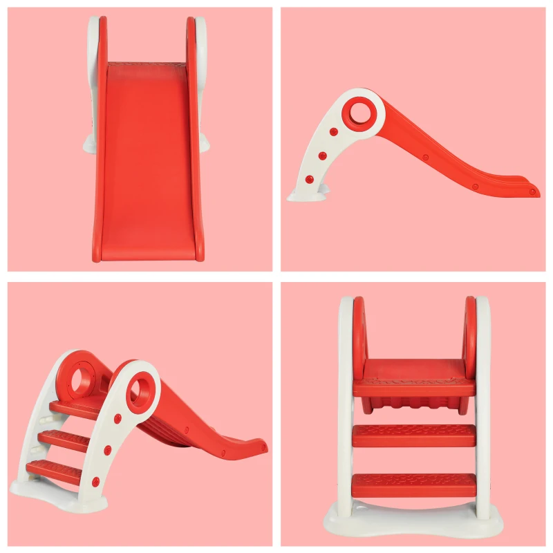 HOMCOM Escorrega infantil para crianças acima de 3 anos dobrável com escada e rampa 120x50x56 cm Vermelho
