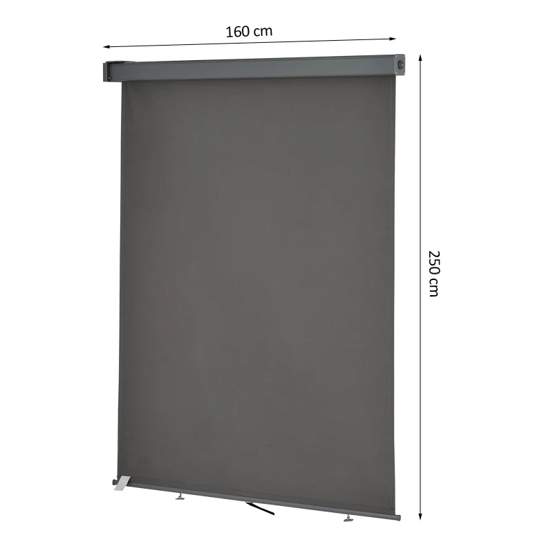 Outsunny Toldo Vertical de Parede com Alça para Sombra e Privacidade 160x250 cm Cinza