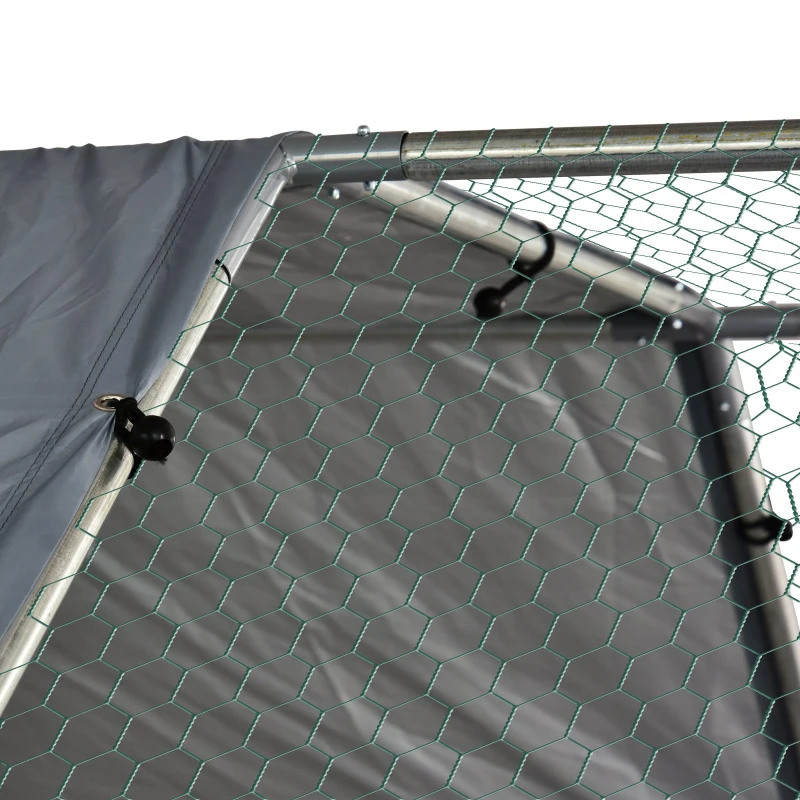 PawHut Galinheiro ao ar livre Gaiola para aves domésticas de metal galvanizado com fechadura e cobertura Oxford 280x570x195cm