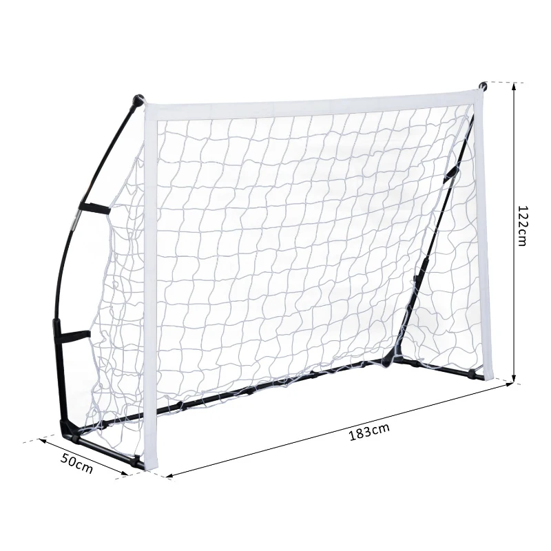 HomCom Baliza de Futebol Portátil para Crianças e Adultos com Estrutura de Aço e Bolsa de Transporte 183x50x122cm