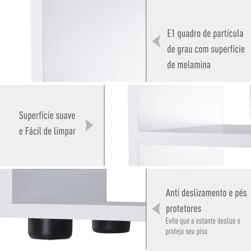 HOMCOM Estante Vertical Multifuncional com 8 Prateleiras Largas 70x24x178cm Branco