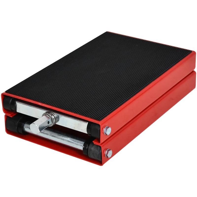 DURHAND Plataforma de Elevação Tipo Tesoura com Altura Ajustável Carga 500kg 41,5x23,5x10-37cm Preto e Vermelho