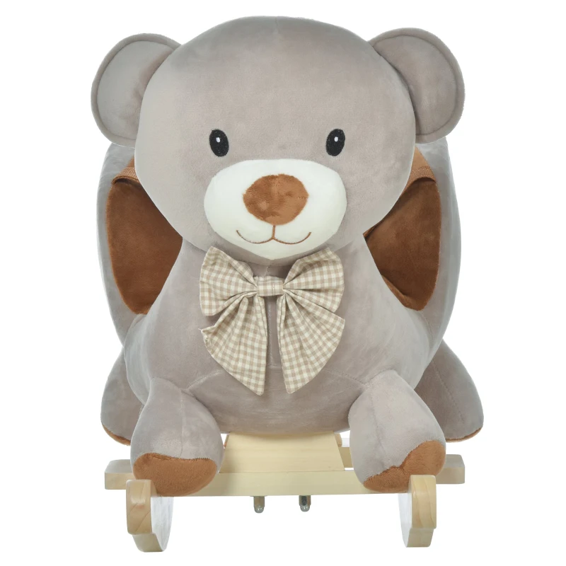 HOMCOM Cavalo de balanço com forma de urso para bebê acima de 18 meses com som 60x33x50