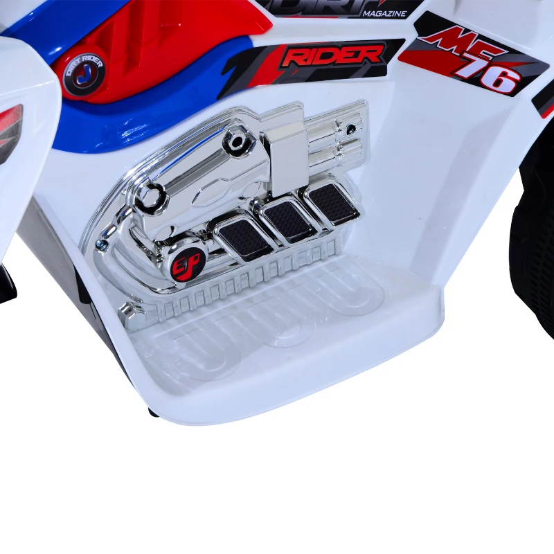 HOMCOM Mota Elétrica Infantil de policia para crianças acima de 3 anos com Caixa de Armazenamento de Metal 112x51x72,5cm branco