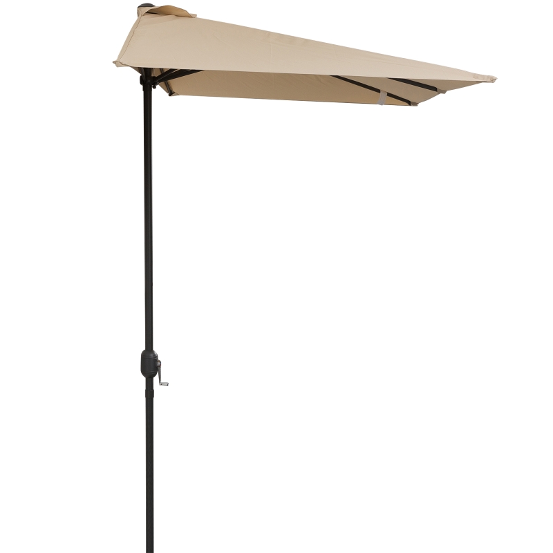 Outsunny Chapéu de Sol Semicircular de Jardim Chapéu de Sol a manivela Resistente à Água e Anti UV para Pátio Terraço 230x130x245cm Bege