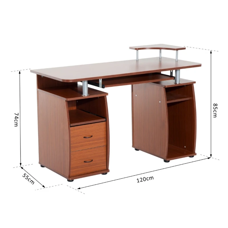 HomCom Secretária para Computador Cor de Madeira MDF 120x55x85 cm