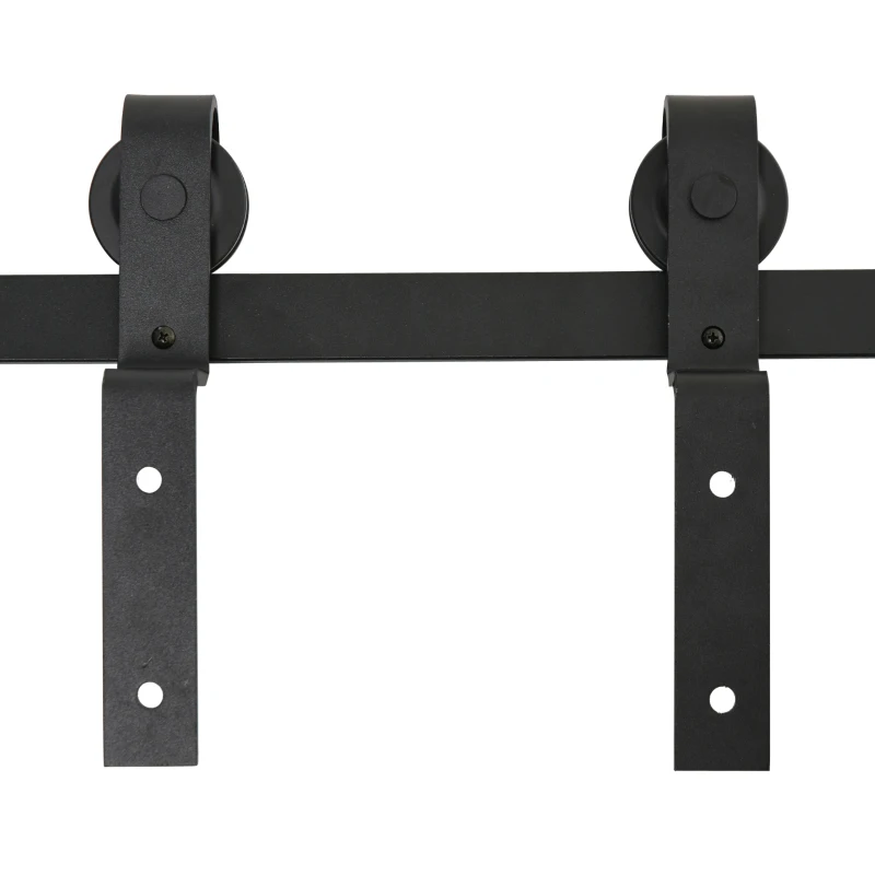 HOMCOM Conjunto de ferragens para porta deslizante dupla Suporta 90 kg 200 cm de comprimento Preto