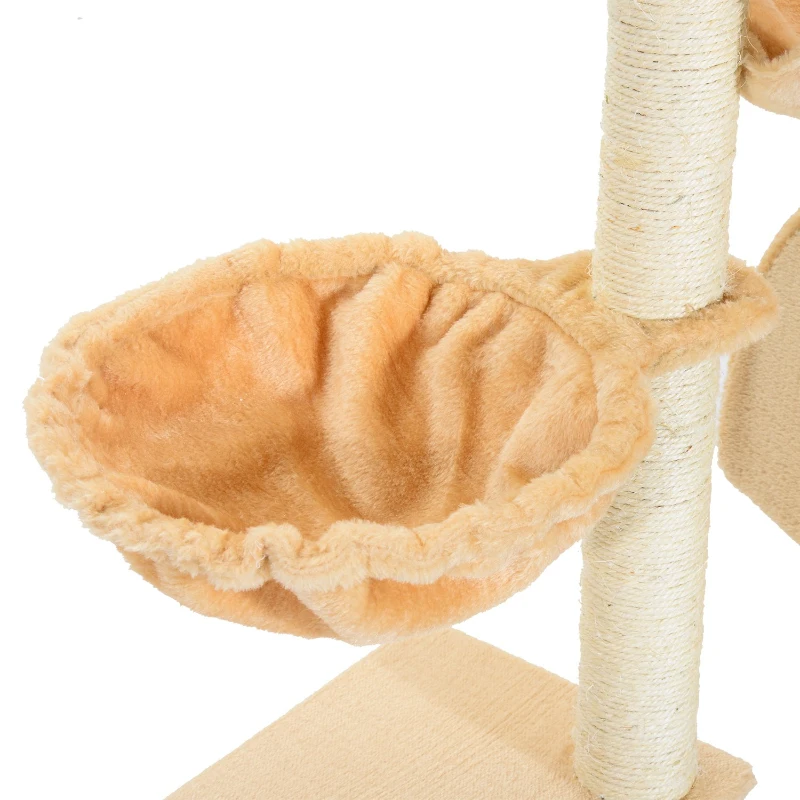 PawHut Árvore raspador para Gatos com Poste  Plataforma Veludo Sisal Natural - 55x30x100cm