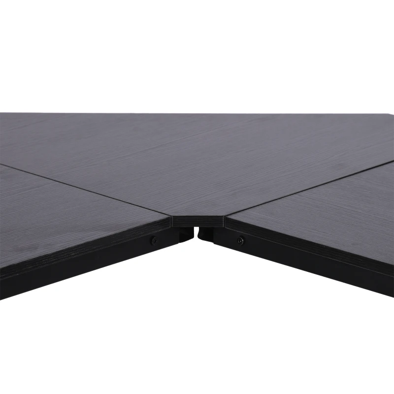 HOMCOM Secretária em Forma de L Secretária para Escritório com Estrutura de Metal Secretária de Canto 150x150x76 cm Preto