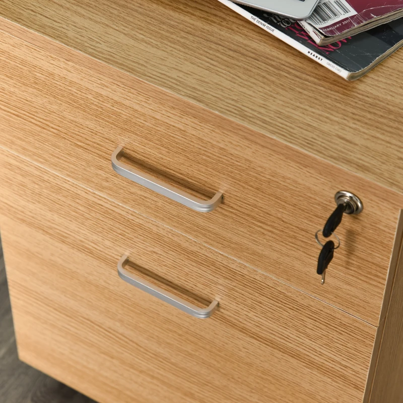 Vinsetto Gaveta com Rodas para Escritório 2 Gavetas com Espaço para A4 40x49x58 Natural