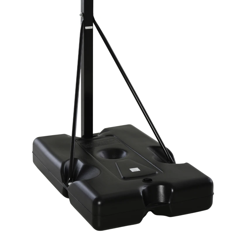 HOMCOM Tabela de Basquetebol Portátil Ajustável em Altura com Base Recarregável para Crianças e Adultos 86x165x302-352 cm Preto