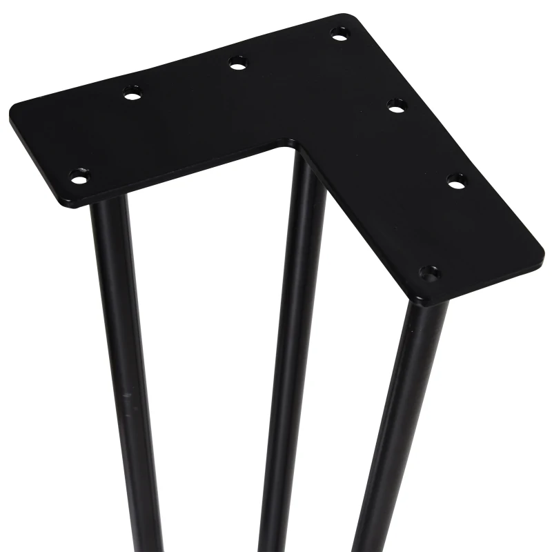 HOMCOM Pernas de mesa tipo pernas de garfo de 4 peças 3 hastes Pés de aço resistentes para móveis com protetores pretos Acessórios incluídos 12x12x71cm