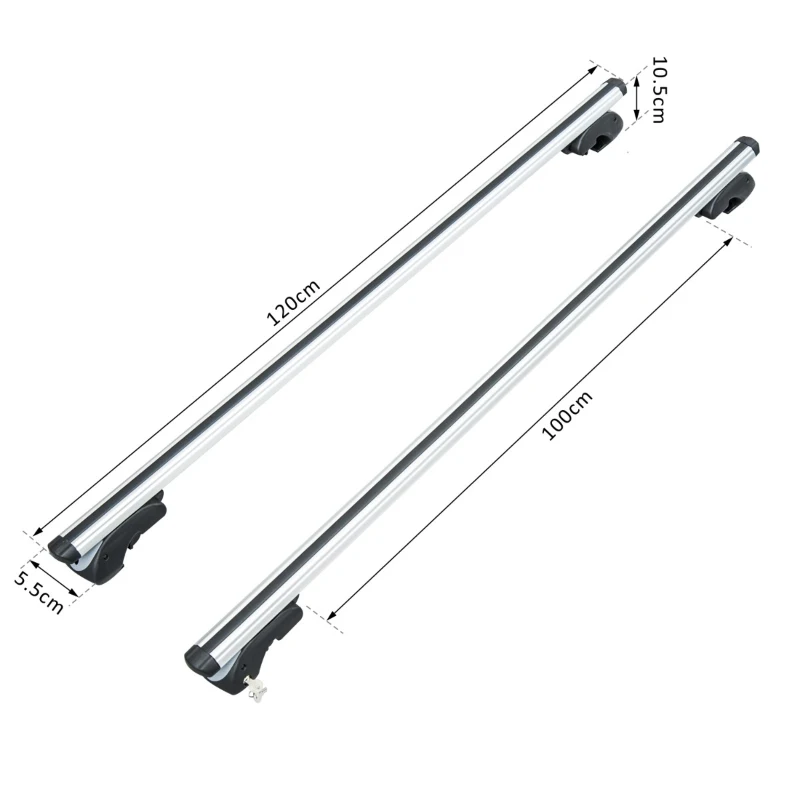 HomCom® Barras de tejadilho para automóvel com medida anti-roubo com comprimento até 120 cm