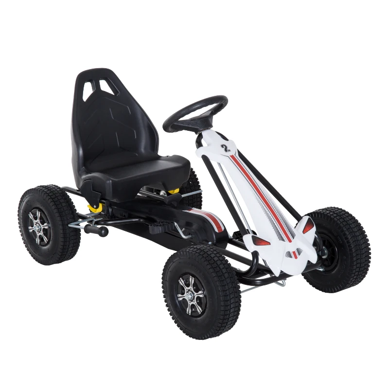 HOMCOM Carro de Pedais Go Kart Racing Desportivo com Assento Ajustável Embraiagem e Travão  103x64x59,5 cm