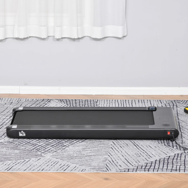 HOMCOM Esteira elétrica de 1-6km / h  portátil com tela de LED Rodas de transporte com controle remoto Bluetooth 134x58x10 cm Preto