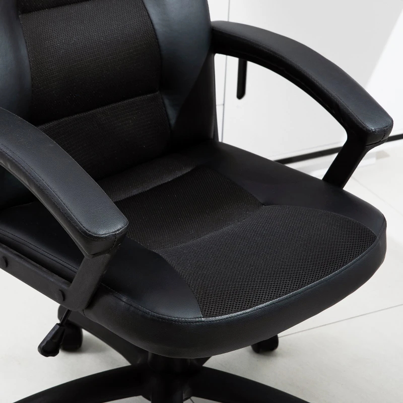 Vinsetto Cadeira de Escritório Giratória com Altura Ajustável Função Basculante Apoio para os Braços e Encosto Alto 64x65x113-123 cm Preto