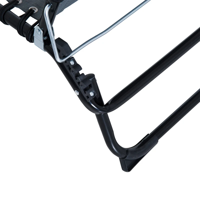 Outsunny Espreguiçadeira dobrável reclinável e ajustável 4 posições para jardim com sistema de laço Estrutura de Aço 197x58x76 cm cinza