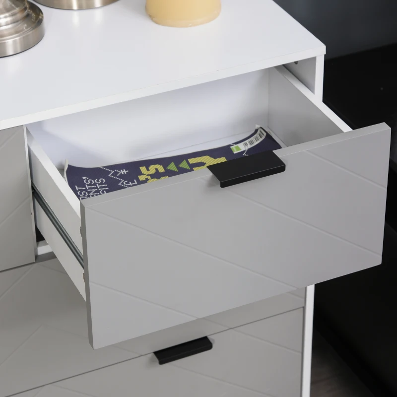 HOMCOM Cómoda com 4 Gavetas Base Elevada e Desenho Antiderrapante 80x40x79 cm Branco Cinzento e Preto