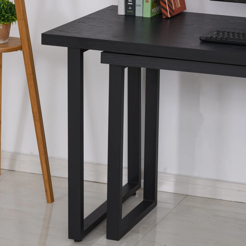 HOMCOM Secretária em Forma L Giratória 360 Graus com  Prateleiras e Grande Espaço de Armazenamento 220x55x79cm Preto