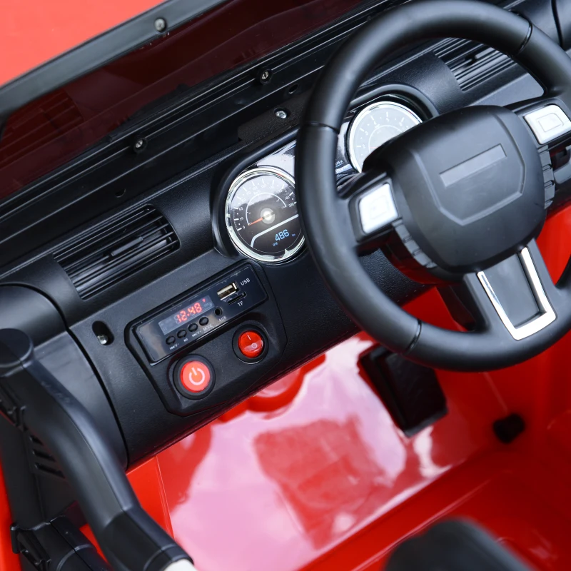 HOMCOM Carro Elétrico Jeep com Controlo Remoto MP3 Luzes e Sons Abertura da Porta Bateria 12V Carga Máxima 30kg 128x78x76cm vermelho
