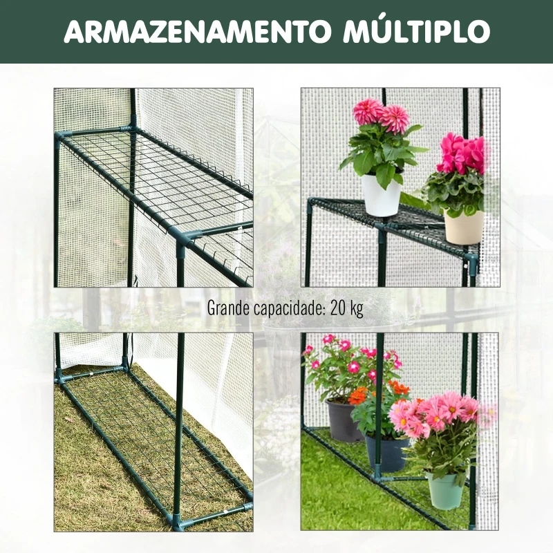 Outsunny Estufa com prateleiras para flores, cultivo de plantas com porta zip resistente à água UV Malha PE 186x120x190cm