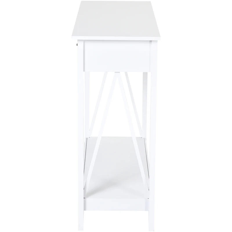 HOMCOM Consola para entrada com 2 Gavetas e 1 Prateleira Inferior  106x36x85cm Branco