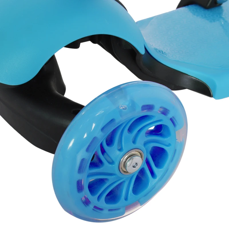 HOMCOM trotinete 5 em 1 para crianças de acima de1 ano trotinete de 3 rodas com assento removível guiador ajustável 62x25x72,5 cm Azul