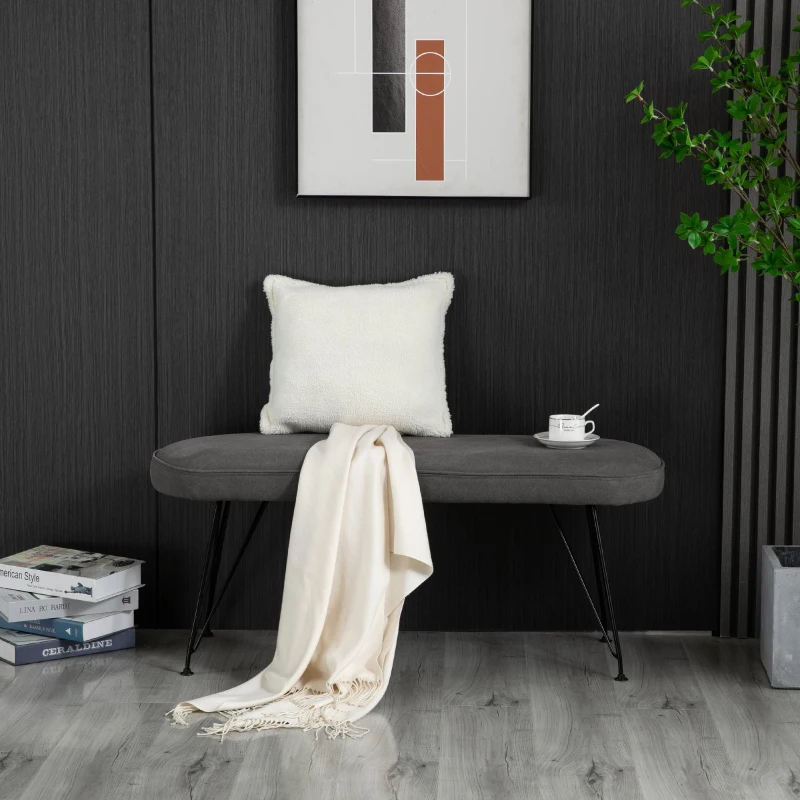 HOMCOM Banco de cama otomano Banqueta Sofá acolchoado com pernas de metal em grampo 106x35x45 cm cinza