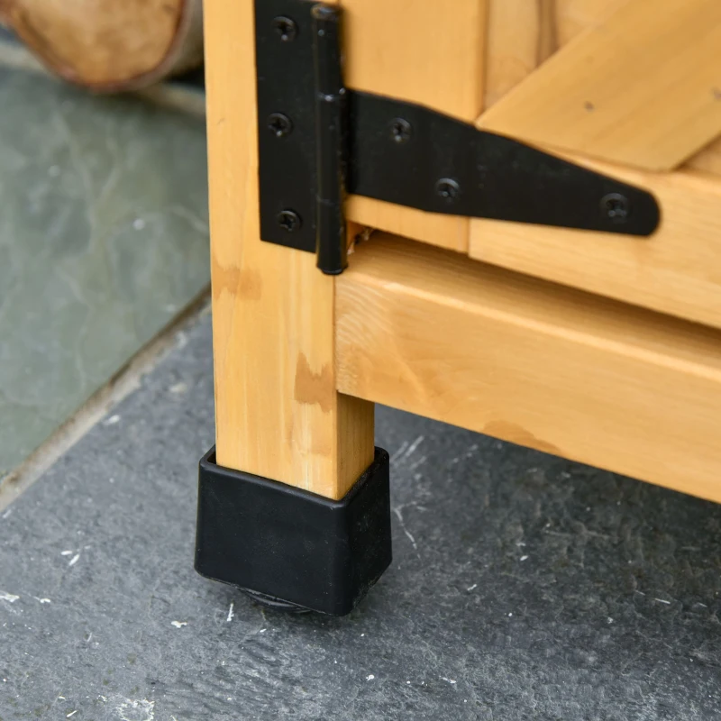 Outsunny Galpão de jardim de madeira com 2 portas 138x54,5x175 cm Galpão de armazenamento Ferramentas telhado de asfalto prateleiras Ganchos madeira natural