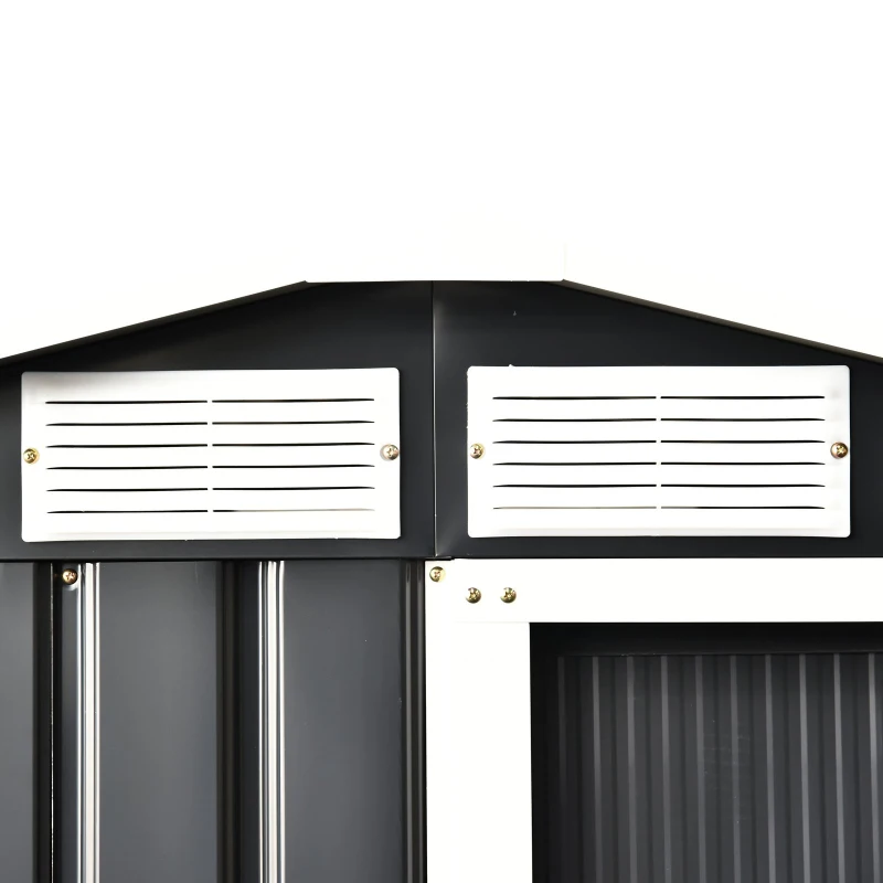 Outsunny Abrigo de Jardim 150x130x186 cm Abrigo de Exterior de Aço Galvanizado com Porta Corredeira e Ventilações para Armazenamento de Ferramentas Cinza