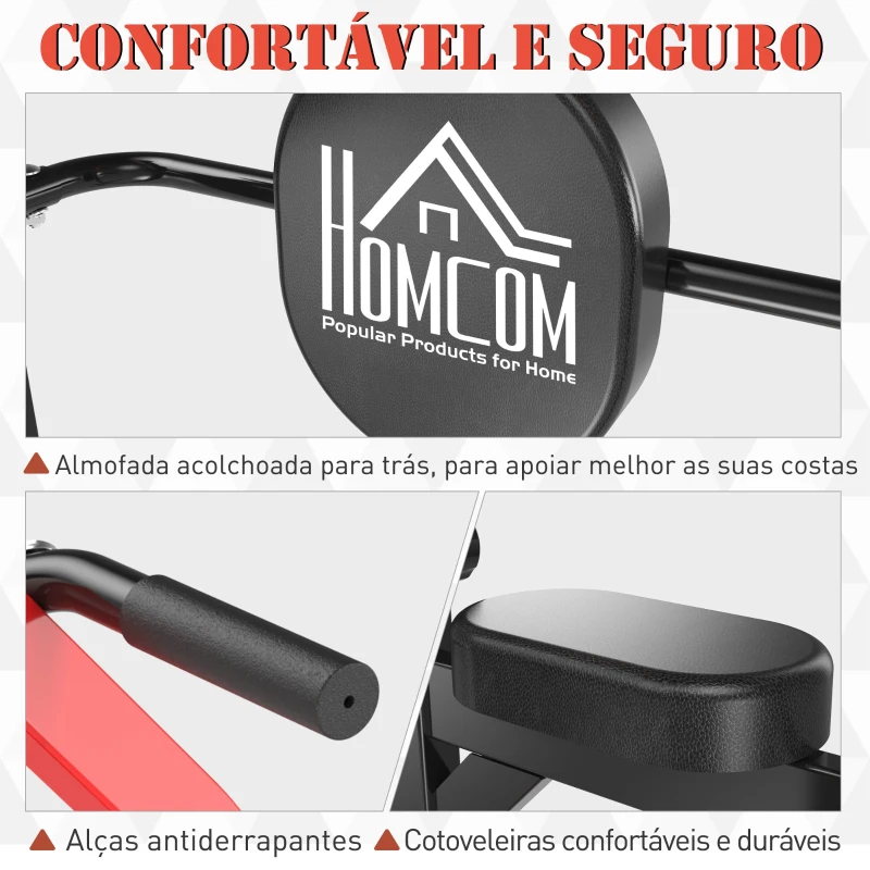 HOMCOM Estação de musculação multifuncional dobrável banco acolchoado Altura ajustável em 6 níveis 94x174x180-230 cm Preto e vermelho