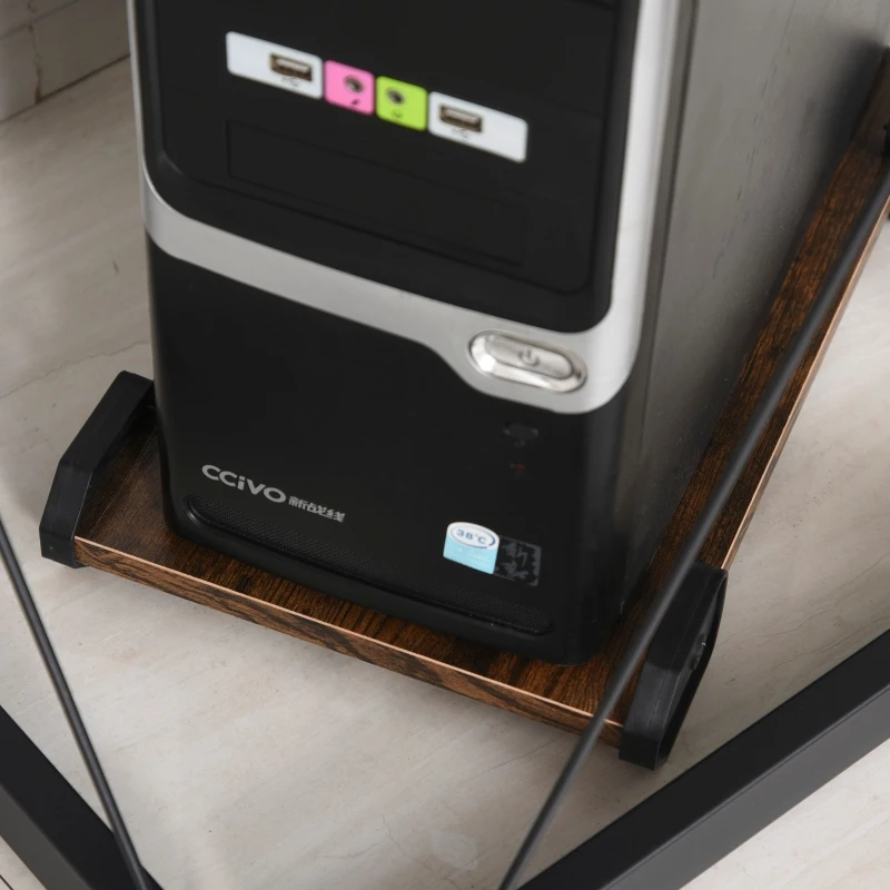 HOMCOM Mesa para computador de canto em forma de L com prateleira e suporte para CPU   155x115x91,5cm