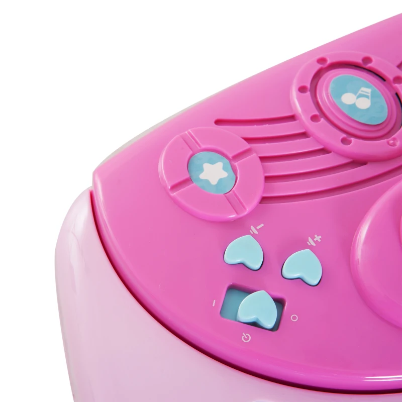 HomCom Microfone Infantil com Pé Karaoke Máquina de alta voze Altura ajustável com Conector de MP3 Luzes Sons