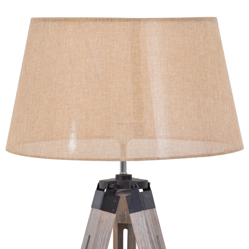 HOMCOM Lâmpada de assoalho com tripé com prateleira regulável em altura 63x63x110-150cm Bege