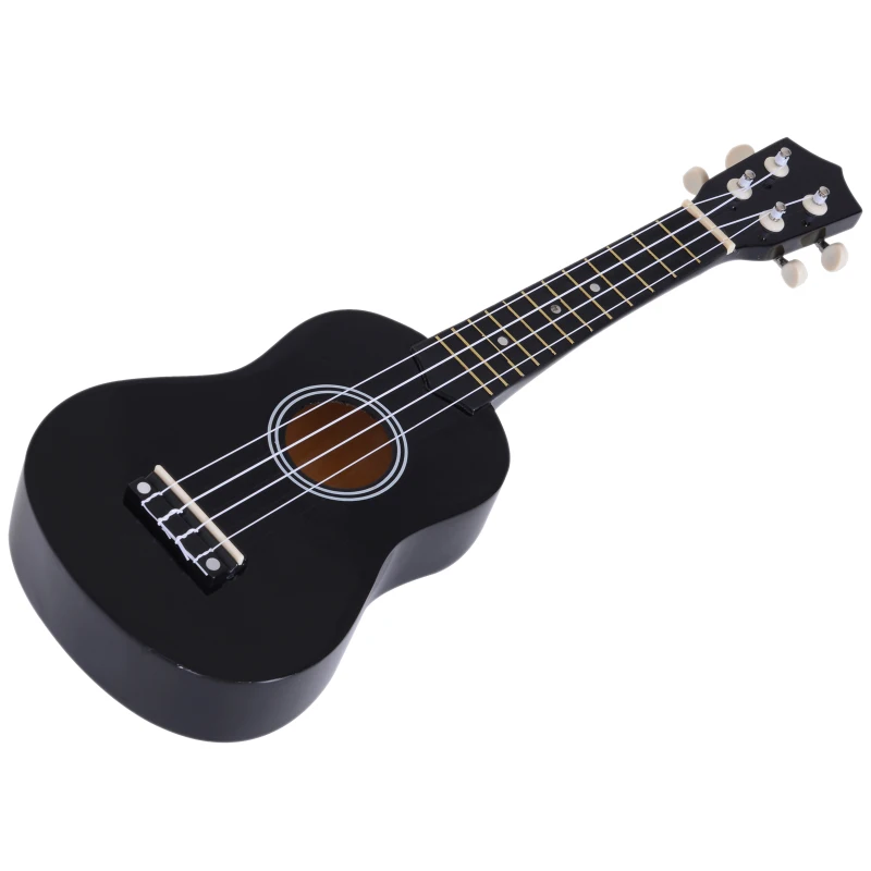 HOMCOM Ukelele de 21 Polegada para Iniciantes com Cordas de Nylon 53X17,5X6,2 cm Preto