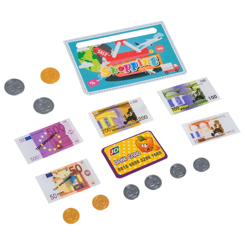 HomCom Caixa Registadora de Brincar Carrinho de supermercado 49 Pcs 47x30x55cm PP