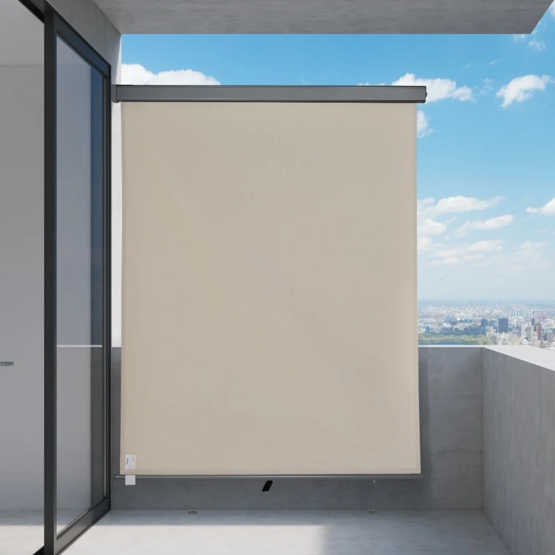 Outsunny Toldo Vertical de Parede com Alça para Sombra e Privacidade 160x250 cm Bege
